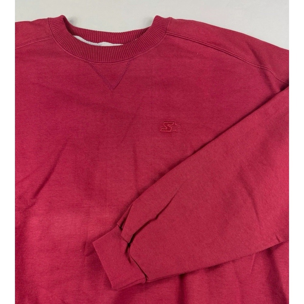 Starter red small logo pullover crewneck sweatshirt, men's 2XL, long sleeve